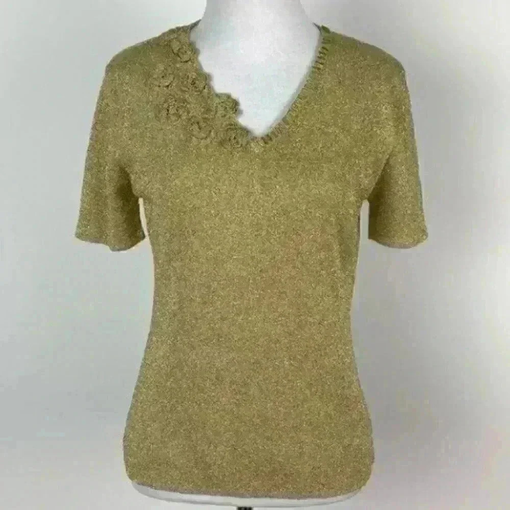 New Kenneth miller womens top size M gold floral